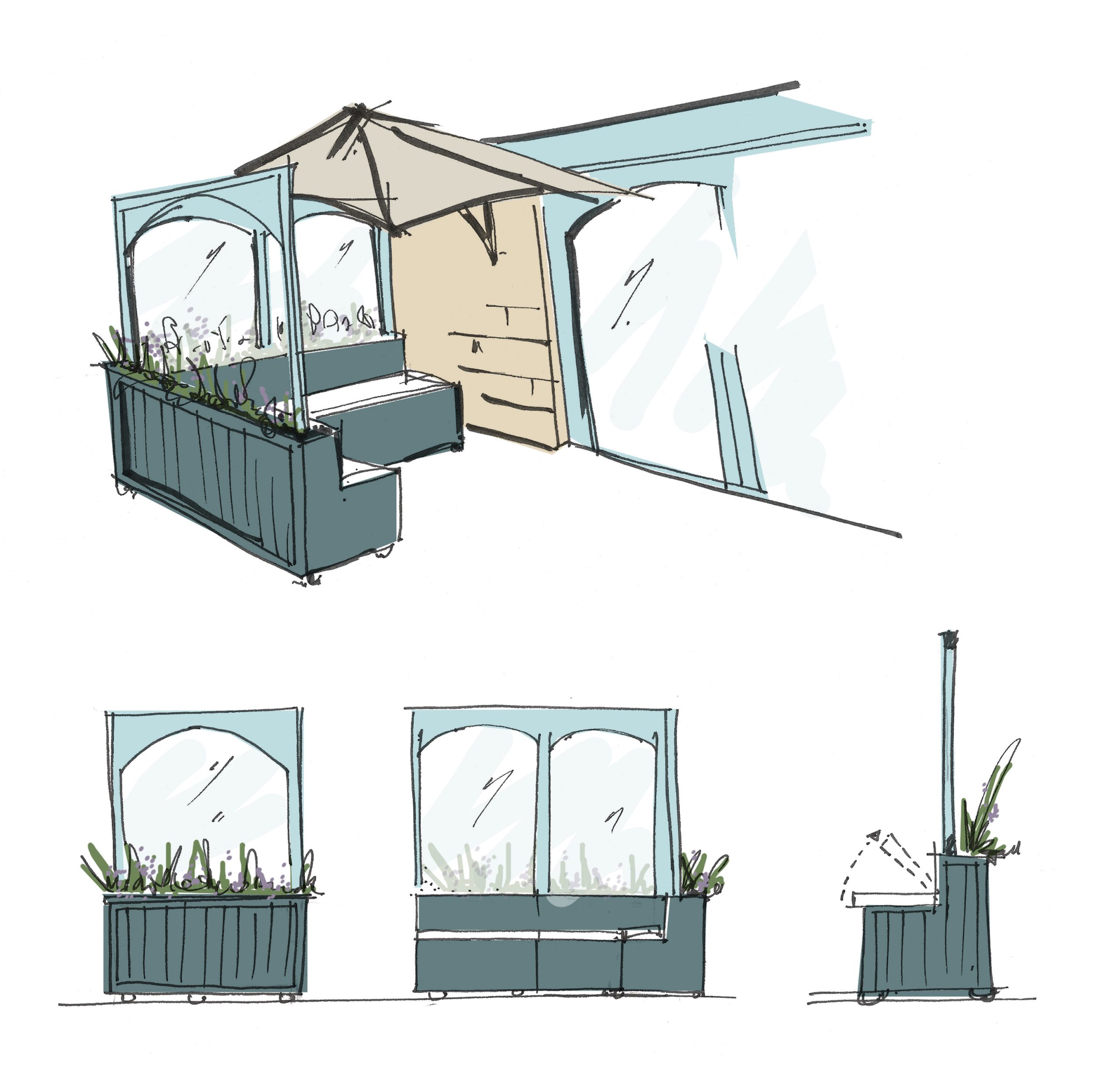 Cafe Redesign Exterior Sketch | Hospitality Commercial Interior Designers | Architects